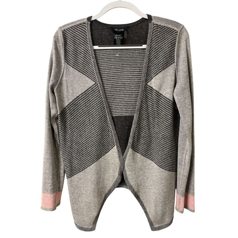 Nic + Zoe shades of gray cardigan sweater sz S